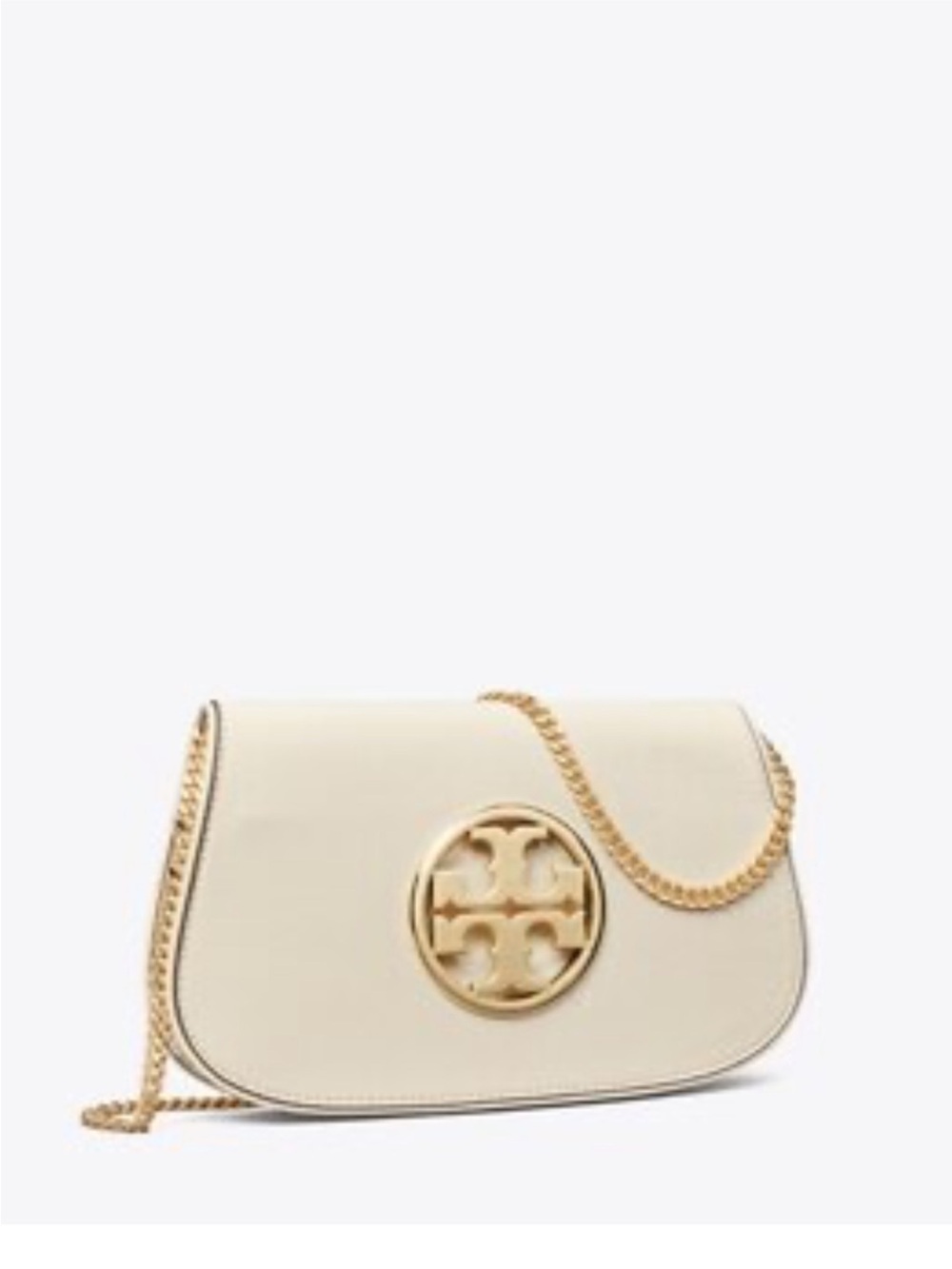 Tory Burch Cream Leather Logo Chain Crossbody